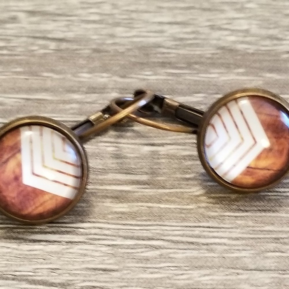 Graphic Cabochon Drop Earrings 12mm